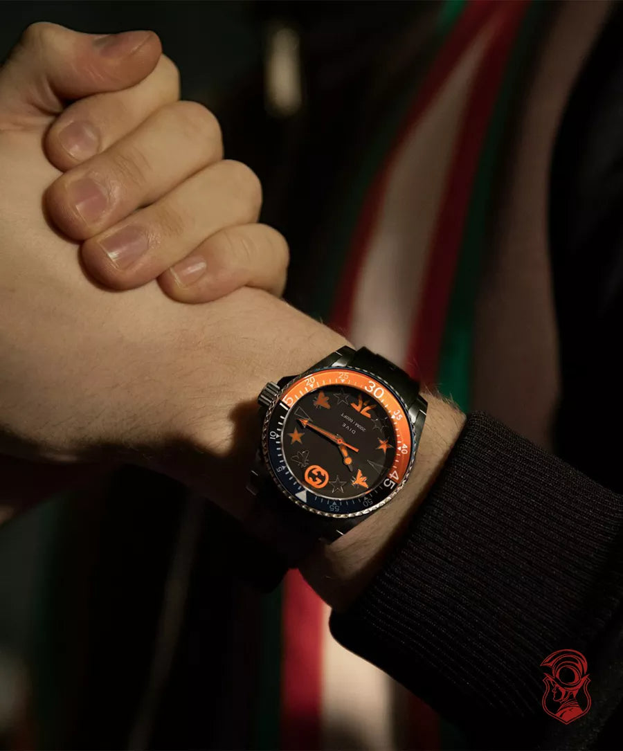  Shop Authentic Gucci Dive Limited Edition Black Dial Black Rubber Strap Unisex Watch - YA136333 - Luxxuri