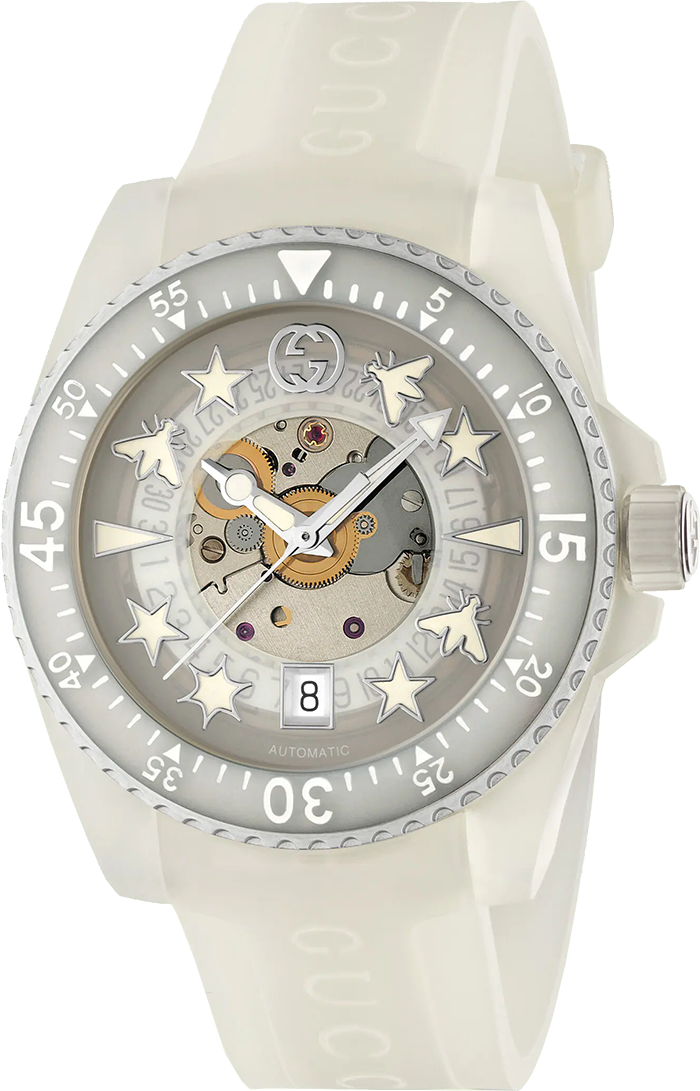  Shop Authentic Gucci Dive Automatic White Dial White Rubber Strap Unisex Watch - YA136342 - Luxxuri