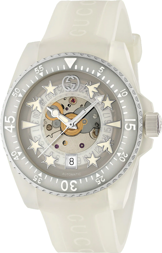 Shop Authentic Gucci Dive Automatic White Dial White Rubber Strap Unisex Watch - YA136342 - Luxxuri