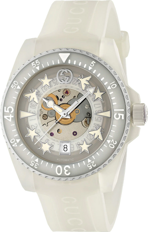  Shop Authentic Gucci Dive Automatic White Dial White Rubber Strap Unisex Watch - YA136342 - Luxxuri