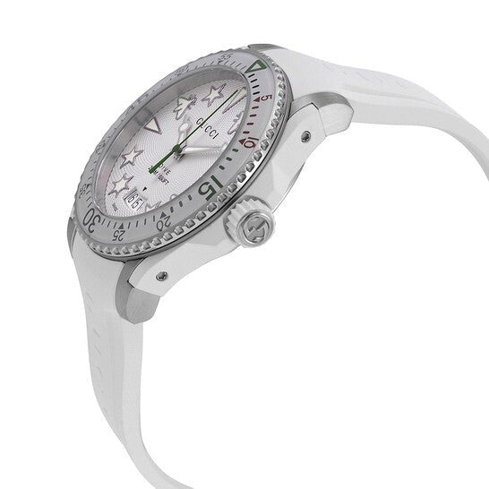  Shop Authentic Gucci Dive Quartz White Dial White Rubber Strap Watch For Men - YA136337 - Luxxuri