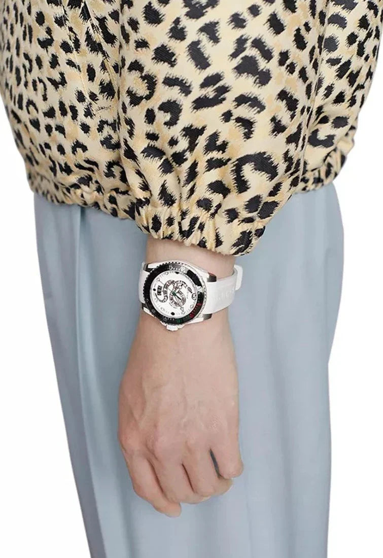  Shop Authentic Gucci Dive Quartz White Dial White Rubber Strap Watch For Men - YA136330 - Luxxuri
