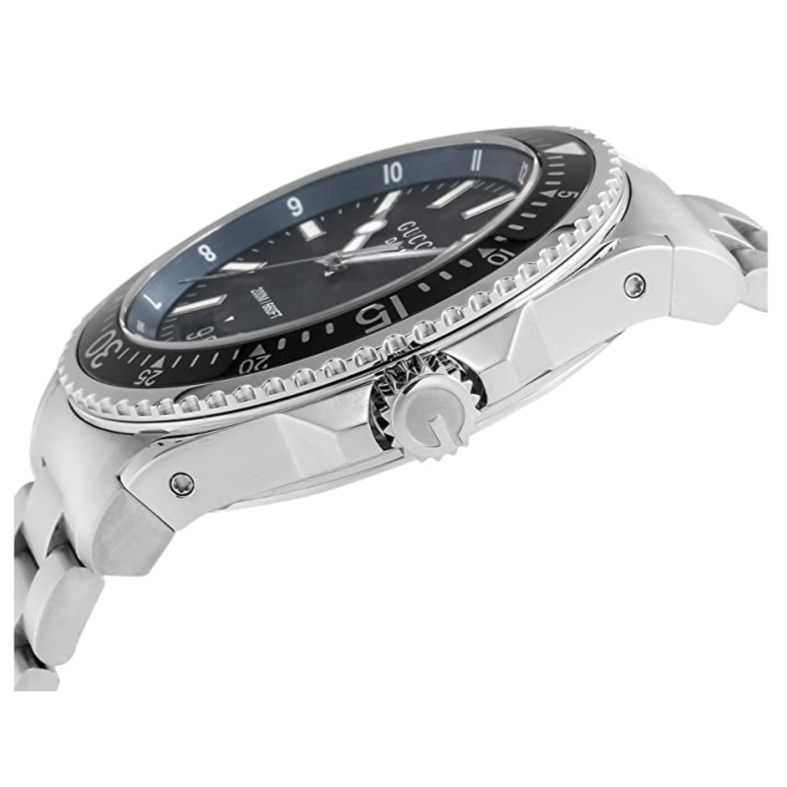  Shop Authentic Gucci Dive Quartz Black Dial Silver Steel Strap Watch For Men - YA136212 - Luxxuri
