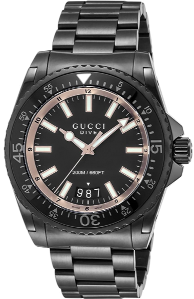  Shop Authentic Gucci Dive Quartz Black Dial Black Steel Strap Watch For Men - YA136213 - Luxxuri