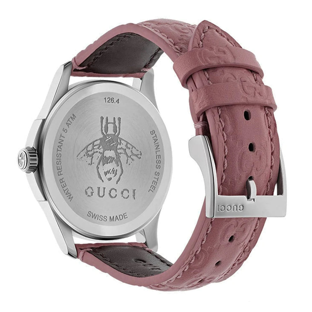  Shop Authentic Gucci G Timeless Quartz Candy Pink Dial Pink Leather Strap Watch For Women - YA1264030 - Luxxuri