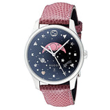  Shop Authentic Gucci G-Timeless Moonphase Black Dial Pink Leather Strap Watch For Women - YA1264046 - Luxxuri
