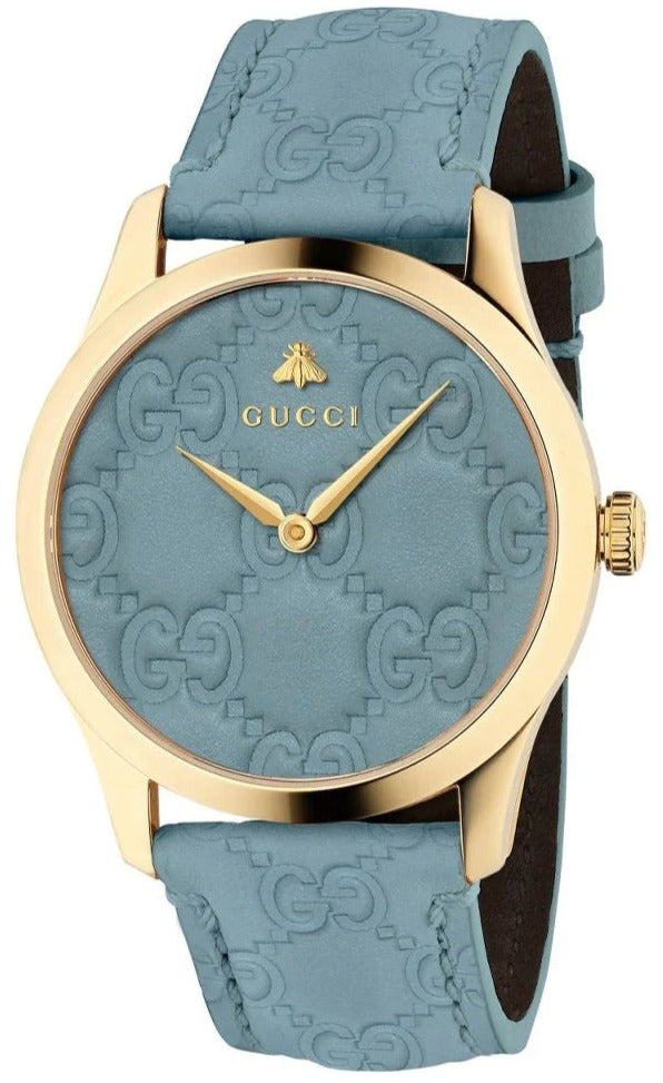  Shop Authentic Gucci G Timeless Quartz Blue Dial Blue Leather Strap Watch For Men - YA1264097 - Luxxuri