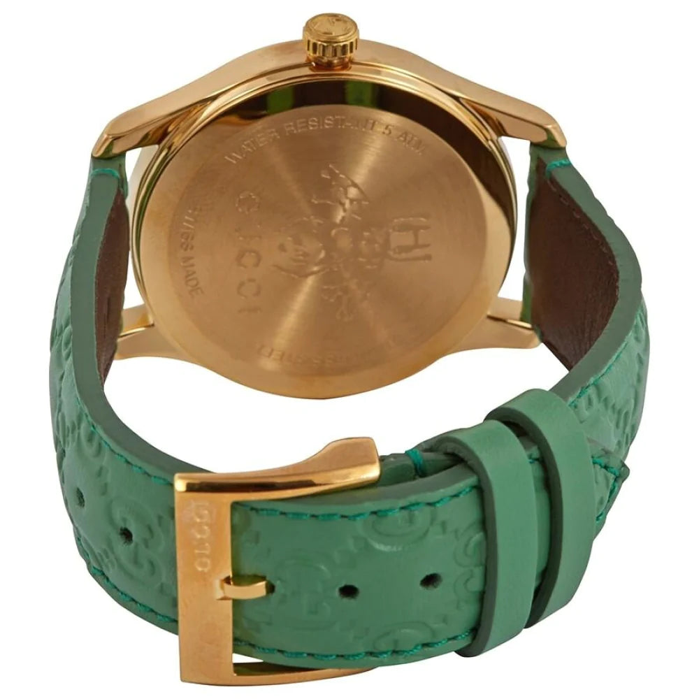  Shop Authentic Gucci G Timeless Quartz Green Dial Green Leather Strap Watch For Women - YA1264099 - Luxxuri