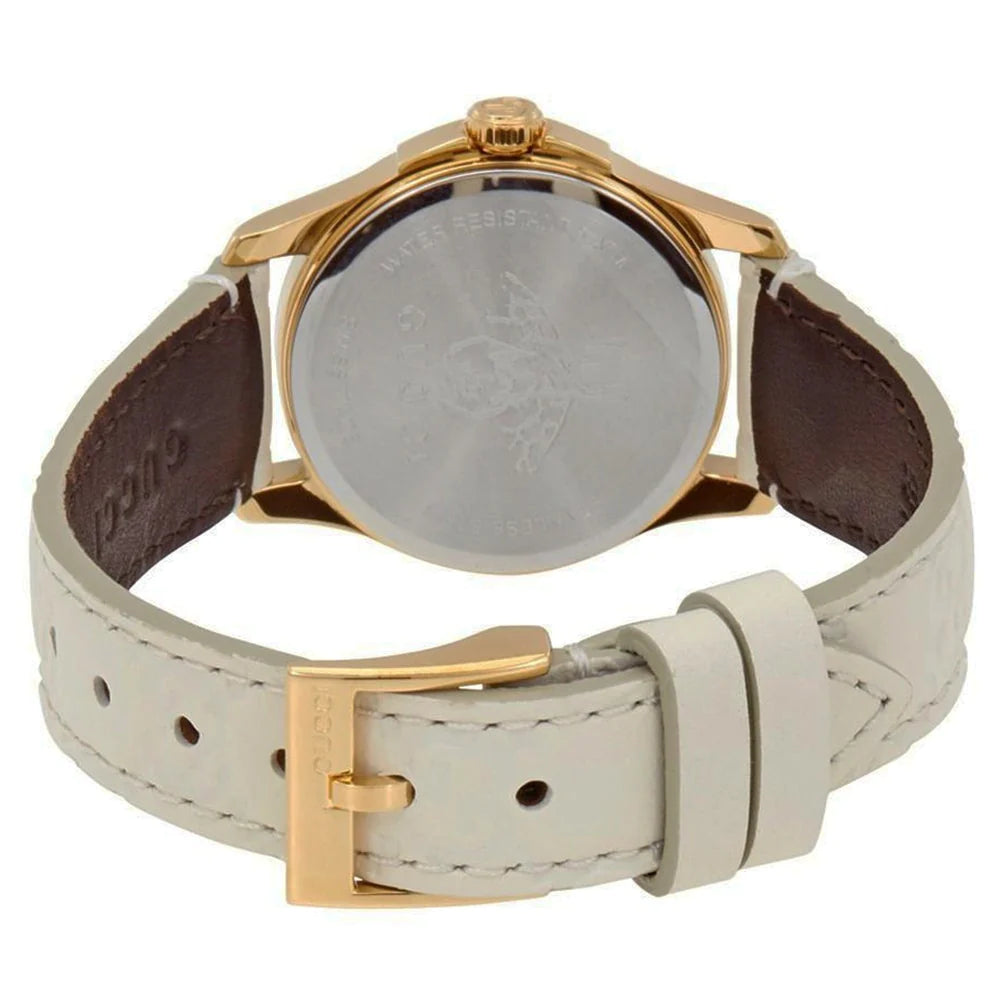  Shop Authentic Gucci G Timeless Quartz White Dial White Leather Strap Watch For Women - YA126580A - Luxxuri