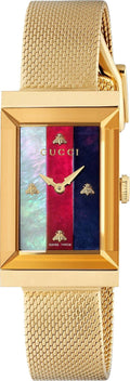 Shop Authentic Gucci G-Frame Mother of Pearl Dial Yellow Gold Mesh Bracelet Watch For Women - YA147410 - Luxxuri