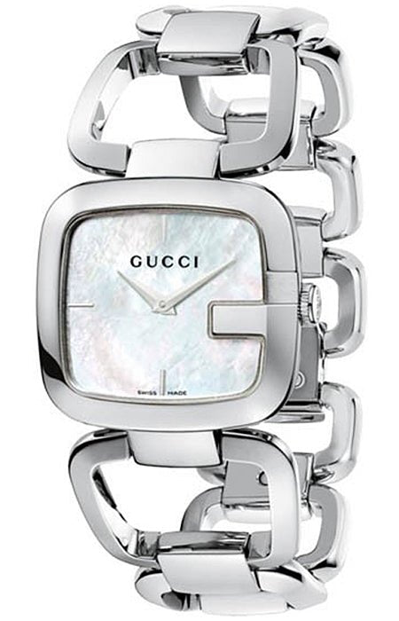  Shop Authentic Gucci G-Class Mother of Pearl Dial Silver Steel Strap Watch For Women - YA125404 - Luxxuri