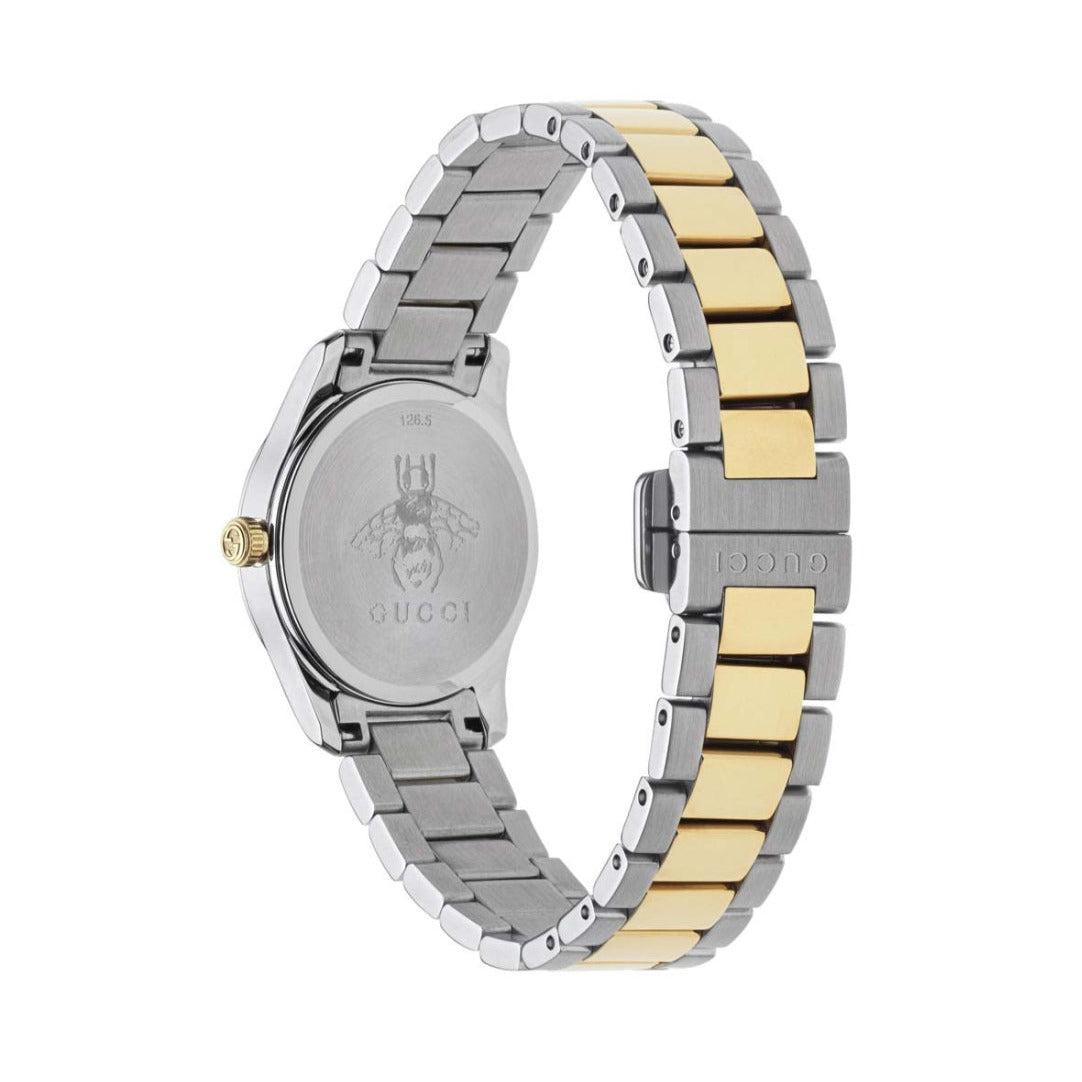  Shop Authentic Gucci G Timeless Quartz Silver Dial Two Tone Steel Strap Watch For Women - YA126596 - Luxxuri
