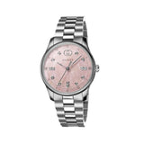  Shop Authentic Gucci G Timeless Diamonds Mother of Pearl Pink Dial Silver Steel Strap Watch for Women - YA1265062 - Luxxuri