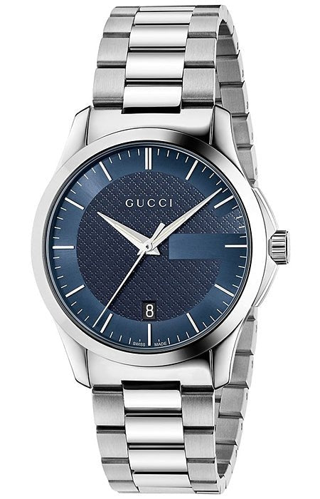  Shop Authentic Gucci G Timeless Blue Dial Silver Steel Strap Watch For Men - YA126440 - Luxxuri
