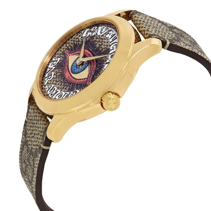  Shop Authentic Gucci G Timeless Eye Beige Dial Beige Leather Strap Watch For Men - YA1264022 - Luxxuri