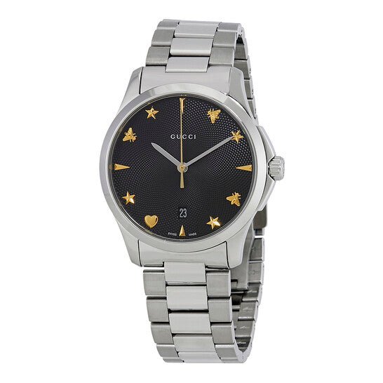  Shop Authentic Gucci G Timeless Black Dial Silver Steel Strap Watch For Women - YA1264029 - Luxxuri