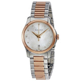  Shop Authentic Gucci G Timeless Diamonds Mother of Pearl Dial Two Tone Steel Strap Watch For Women - YA126544 - Luxxuri