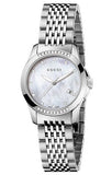  Shop Authentic Gucci G Timeless Diamonds Mother of Pearl Dial Silver Steel Strap Watch For Women - YA126510 - Luxxuri