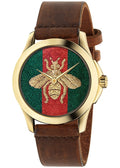  Shop Authentic Gucci G Timeless Quartz Two Tone Dial Brown Leather Strap Watch For Men - YA126451B - Luxxuri