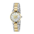  Shop Authentic Gucci G Timeless Quartz Mother of Pearl Dial Two Tone Steel Strap Watch For Women - YA1265012 - Luxxuri