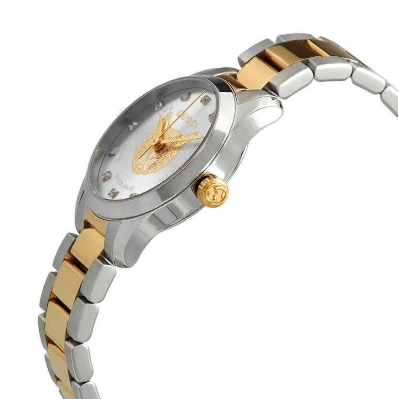  Shop Authentic Gucci G Timeless Quartz Diamonds Silver Dial Two Tone Steel Strap Watch For Women - YA1265016 - Luxxuri