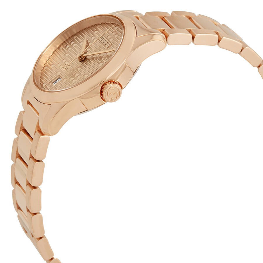  Shop Authentic Gucci G Timeless Quartz Rose Gold Dial Rose Gold Steel Strap Watch For Women - YA126567 - Luxxuri