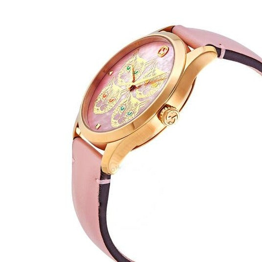  Shop Authentic Gucci G Timeless Quartz Mother of Pearl Dial Pink Leather Strap Watch For Women -  YA1264132 - Luxxuri