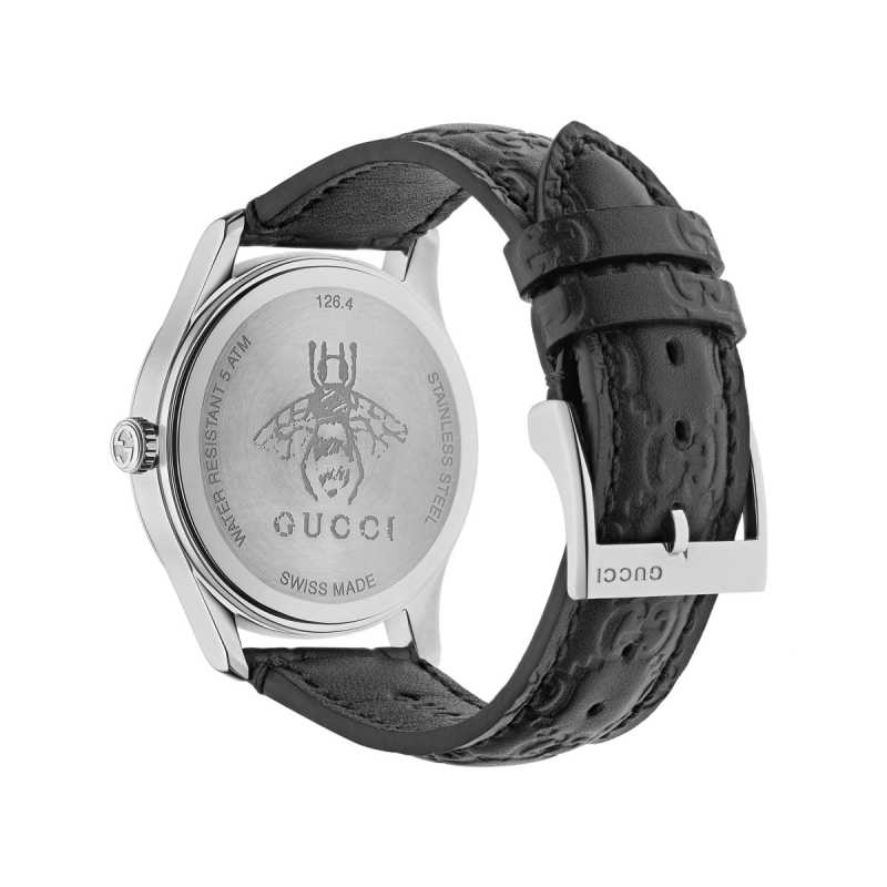  Shop Authentic Gucci G Timeless Quartz Black Dial Black Leather Strap Watch For Men - YA1264031 - Luxxuri