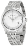  Shop Authentic Gucci G Timeless Diamonds Silver Dial Silver Steel Strap Watch For Men - YA126407 - Luxxuri