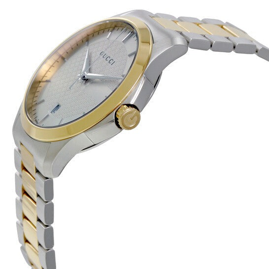  Shop Authentic Gucci G Timeless Quartz Silver Dial Two Tone Steel Strap Watch For Men - YA126450 - Luxxuri