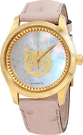  Shop Authentic Gucci G Timeless Skeleton 16K Gold Mother of Pearl Dial Pink Leather Strap Watch For Women - YA1264110 - Luxxuri