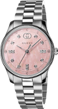  Shop Authentic Gucci G Timeless Diamonds Mother of Pearl Pink Dial Silver Steel Strap Watch for Women - YA1265062 - Luxxuri