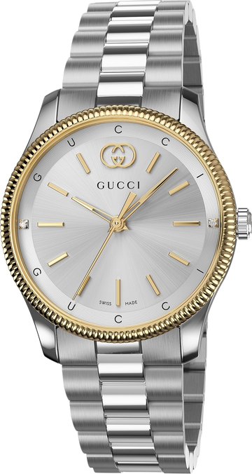  Shop Authentic Gucci G Timeless Quartz Silver Dial Two Tone Steel Strap Watch for Women - YA1265063 - Luxxuri