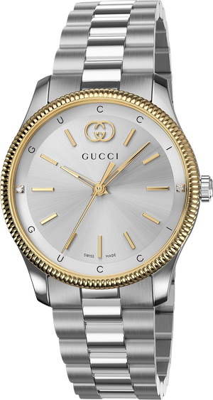  Shop Authentic Gucci G Timeless Quartz Silver Dial Two Tone Steel Strap Watch for Women - YA1265063 - Luxxuri