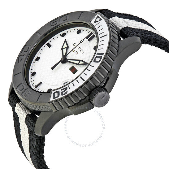  Shop Authentic Gucci G Timeless XL White Dial Two Tone NATO Strap Watch For Men - YA126243 - Luxxuri