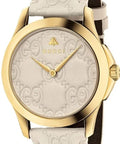  Shop Authentic Gucci G Timeless Quartz White Dial White Leather Strap Watch For Women - YA1264033A - Luxxuri