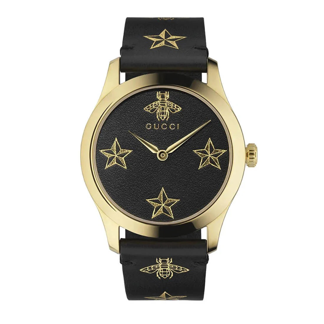  Shop Authentic Gucci G Timeless Bee Motif Black Dial Black Leather Strap Watch For Women - YA1264055 - Luxxuri