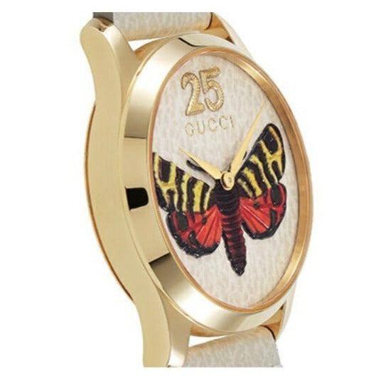  Shop Authentic Gucci G Timeless Butterfly White Dial White Leather Strap Watch For Women - YA1264062 - Luxxuri