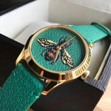  Shop Authentic Gucci G Timeless Bee Green Dial Green Leather Strap Watch For Women - YA1264065 - Luxxuri