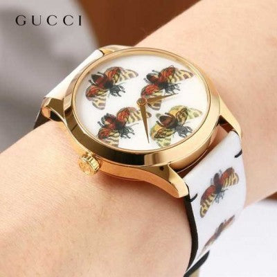  Shop Authentic Gucci G Timeless Quartz White Dial White Leather Strap Watch For Women - YA1264109 - Luxxuri