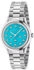  Shop Authentic Gucci G Timeless Quartz Turquoise Dial Silver Steel Strap Unisex Watch - YA1265044 - Luxxuri