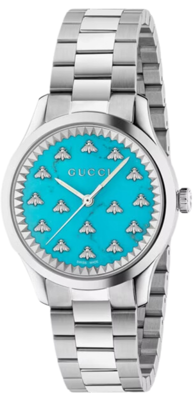  Shop Authentic Gucci G Timeless Quartz Turquoise Dial Silver Steel Strap Unisex Watch - YA1265044 - Luxxuri