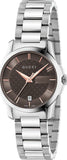  Shop Authentic Gucci G Timeless Brown Dial Silver Steel Strap Watch For Women - YA126529 - Luxxuri