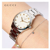  Shop Authentic Gucci G Timeless White Dial Silver Steel Strap Watch For Women - YA126572A - Luxxuri