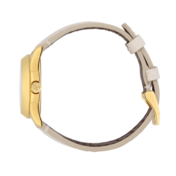 Gucci G Timeless Quartz White Dial White Leather Strap Watch For Women - YA126580A