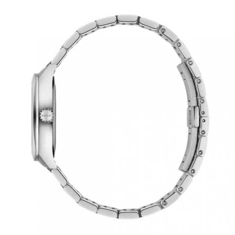  Shop Authentic Gucci G Frame Quartz Diamonds Silver Dial Silver Steel Strap Watch For Women - YA142504 - Luxxuri