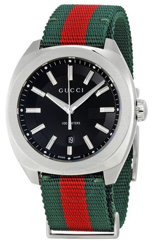  Shop Authentic Gucci GG2570 Quartz Black Dial Green & Red Nylon Strap Watch For Men - YA142305 - Luxxuri