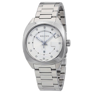  Shop Authentic Gucci GG2570 Diamonds White Dial Silver Steel Strap Watch For Women - YA142403 - Luxxuri