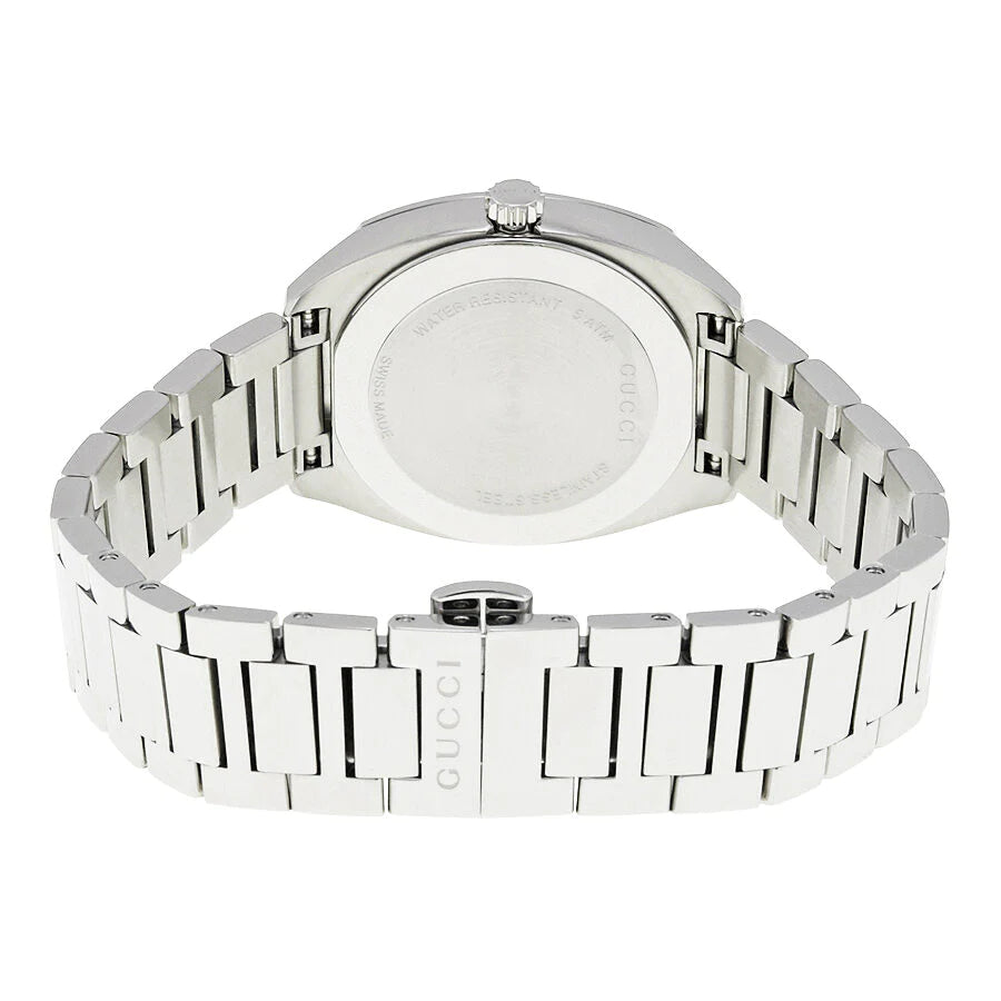  Shop Authentic Gucci G Frame Quartz Diamonds Silver Dial Silver Steel Strap Watch For Women - YA142504 - Luxxuri