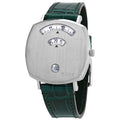  Shop Authentic Gucci Grip Quartz Silver Dial Green Leather Strap Watch For Women - YA157404 - Luxxuri